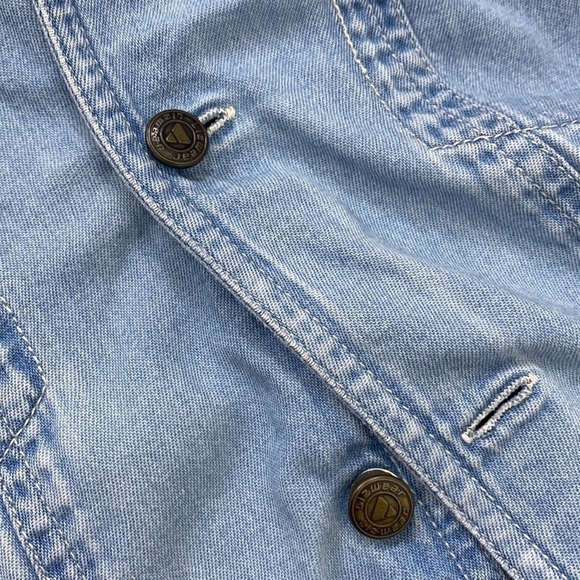 VINTAGE LIZWEAR Retro 90s Cotton Denim Shirt Small Button Front Casual - Picture 7 of 8
